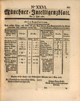 Münchner Intelligenzblatt (Münchner Intelligenzblatt) Samstag 9. Juni 1781