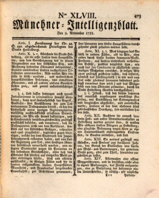 Münchner Intelligenzblatt (Münchner Intelligenzblatt) Freitag 9. November 1781