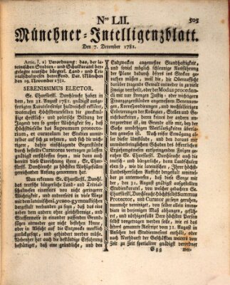 Münchner Intelligenzblatt (Münchner Intelligenzblatt) Freitag 7. Dezember 1781