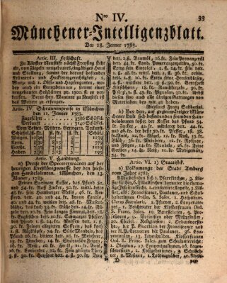 Münchner Intelligenzblatt (Münchner Intelligenzblatt) Samstag 18. Januar 1783