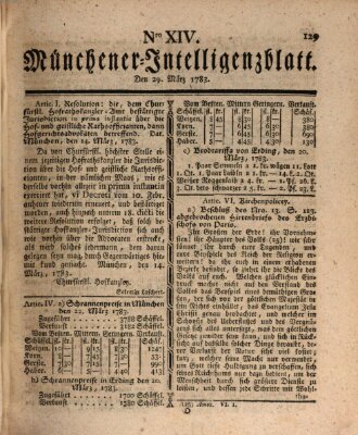 Münchner Intelligenzblatt (Münchner Intelligenzblatt) Samstag 29. März 1783