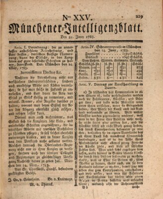 Münchner Intelligenzblatt (Münchner Intelligenzblatt) Samstag 21. Juni 1783