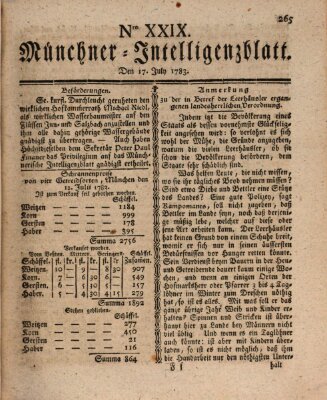 Münchner Intelligenzblatt (Münchner Intelligenzblatt) Donnerstag 17. Juli 1783