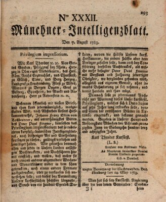 Münchner Intelligenzblatt (Münchner Intelligenzblatt) Donnerstag 7. August 1783