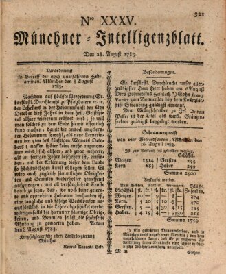 Münchner Intelligenzblatt (Münchner Intelligenzblatt) Thursday 28. August 1783