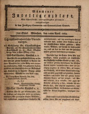 Münchner Intelligenzblatt (Münchner Intelligenzblatt) Montag 20. April 1789