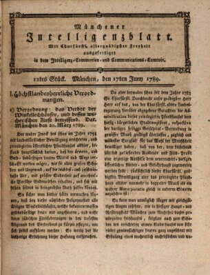 Münchner Intelligenzblatt (Münchner Intelligenzblatt) Mittwoch 17. Juni 1789