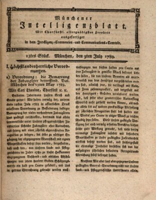 Münchner Intelligenzblatt (Münchner Intelligenzblatt) Freitag 3. Juli 1789