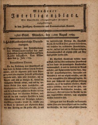 Münchner Intelligenzblatt (Münchner Intelligenzblatt) Dienstag 11. August 1789