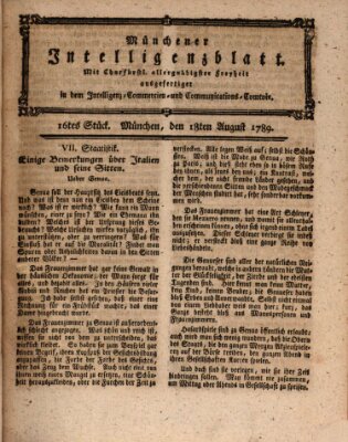 Münchner Intelligenzblatt (Münchner Intelligenzblatt) Dienstag 18. August 1789