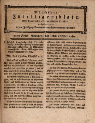 Münchner Intelligenzblatt (Münchner Intelligenzblatt) Freitag 16. Oktober 1789