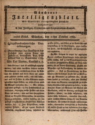 Münchner Intelligenzblatt (Münchner Intelligenzblatt) Mittwoch 21. Oktober 1789