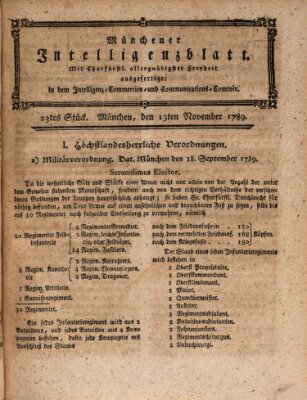 Münchner Intelligenzblatt (Münchner Intelligenzblatt) Freitag 13. November 1789