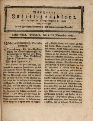 Münchner Intelligenzblatt (Münchner Intelligenzblatt) Freitag 11. Dezember 1789
