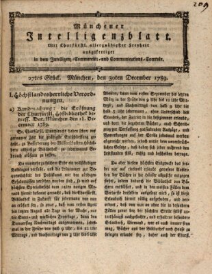 Münchner Intelligenzblatt (Münchner Intelligenzblatt) Mittwoch 30. Dezember 1789