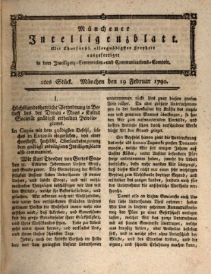 Münchner Intelligenzblatt (Münchner Intelligenzblatt) Freitag 19. Februar 1790