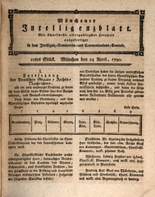 Münchner Intelligenzblatt (Münchner Intelligenzblatt) Freitag 23. April 1790