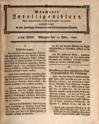 Münchner Intelligenzblatt (Münchner Intelligenzblatt) Samstag 10. Juli 1790