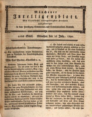 Münchner Intelligenzblatt (Münchner Intelligenzblatt) Freitag 16. Juli 1790