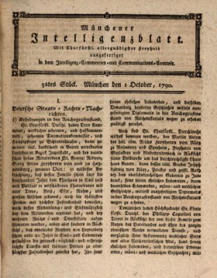 Münchner Intelligenzblatt (Münchner Intelligenzblatt) Freitag 1. Oktober 1790