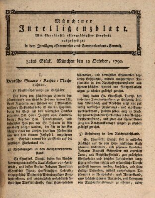 Münchner Intelligenzblatt (Münchner Intelligenzblatt) Freitag 15. Oktober 1790