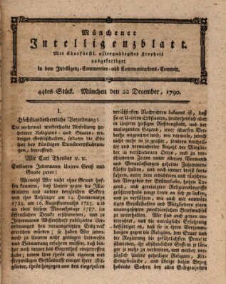 Münchner Intelligenzblatt (Münchner Intelligenzblatt) Mittwoch 22. Dezember 1790