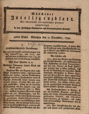 Münchner Intelligenzblatt (Münchner Intelligenzblatt) Freitag 31. Dezember 1790