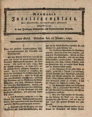 Münchner Intelligenzblatt (Münchner Intelligenzblatt) Freitag 28. Januar 1791