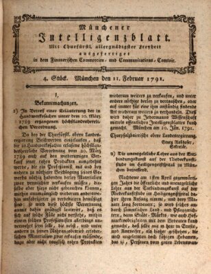 Münchner Intelligenzblatt (Münchner Intelligenzblatt) Freitag 11. Februar 1791