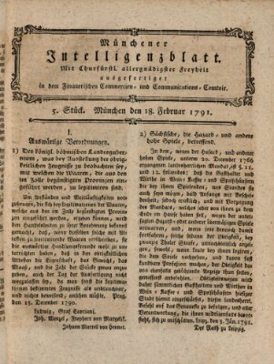 Münchner Intelligenzblatt (Münchner Intelligenzblatt) Freitag 18. Februar 1791