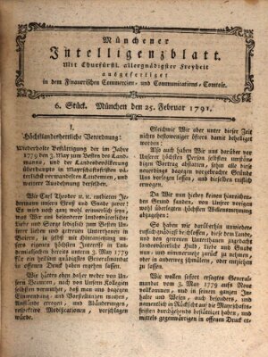 Münchner Intelligenzblatt (Münchner Intelligenzblatt) Freitag 25. Februar 1791