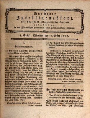 Münchner Intelligenzblatt (Münchner Intelligenzblatt) Freitag 11. März 1791