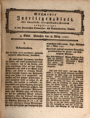 Münchner Intelligenzblatt (Münchner Intelligenzblatt) Freitag 18. März 1791