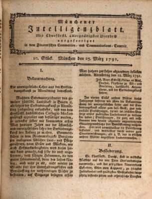 Münchner Intelligenzblatt (Münchner Intelligenzblatt) Freitag 25. März 1791