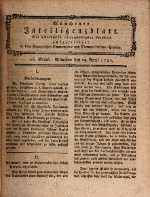 Münchner Intelligenzblatt (Münchner Intelligenzblatt) Freitag 29. April 1791