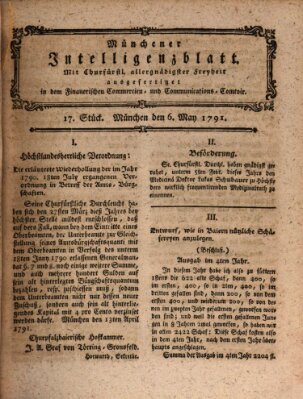 Münchner Intelligenzblatt (Münchner Intelligenzblatt) Freitag 6. Mai 1791