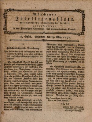 Münchner Intelligenzblatt (Münchner Intelligenzblatt) Freitag 13. Mai 1791