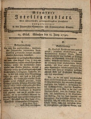 Münchner Intelligenzblatt (Münchner Intelligenzblatt) Samstag 18. Juni 1791