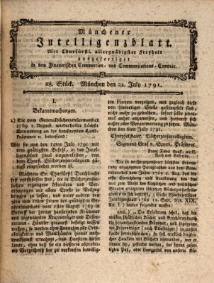 Münchner Intelligenzblatt (Münchner Intelligenzblatt) Freitag 22. Juli 1791