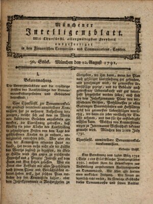 Münchner Intelligenzblatt (Münchner Intelligenzblatt) Freitag 12. August 1791