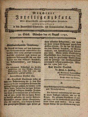 Münchner Intelligenzblatt (Münchner Intelligenzblatt) Freitag 26. August 1791