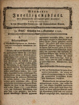 Münchner Intelligenzblatt (Münchner Intelligenzblatt) Freitag 2. September 1791