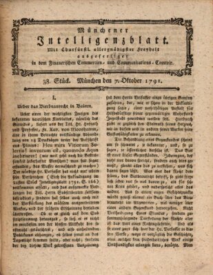 Münchner Intelligenzblatt (Münchner Intelligenzblatt) Freitag 7. Oktober 1791