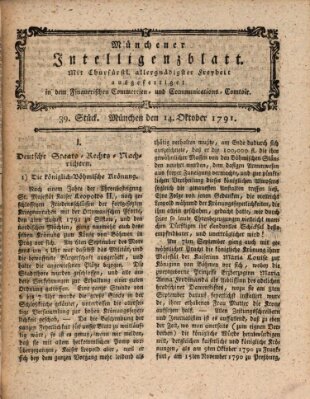 Münchner Intelligenzblatt (Münchner Intelligenzblatt) Freitag 14. Oktober 1791