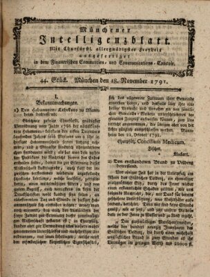 Münchner Intelligenzblatt (Münchner Intelligenzblatt) Freitag 18. November 1791