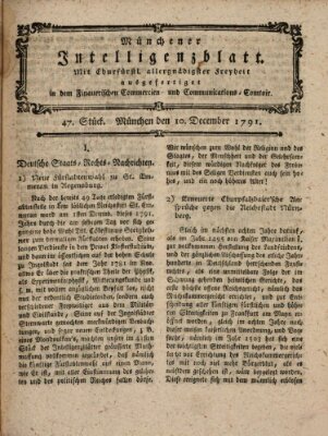 Münchner Intelligenzblatt (Münchner Intelligenzblatt) Samstag 10. Dezember 1791