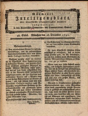 Münchner Intelligenzblatt (Münchner Intelligenzblatt) Freitag 16. Dezember 1791