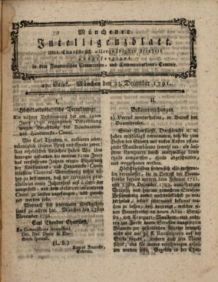 Münchner Intelligenzblatt (Münchner Intelligenzblatt) Freitag 23. Dezember 1791