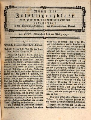 Münchner Intelligenzblatt (Münchner Intelligenzblatt) Samstag 10. März 1792