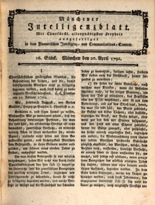 Münchner Intelligenzblatt (Münchner Intelligenzblatt) Freitag 20. April 1792